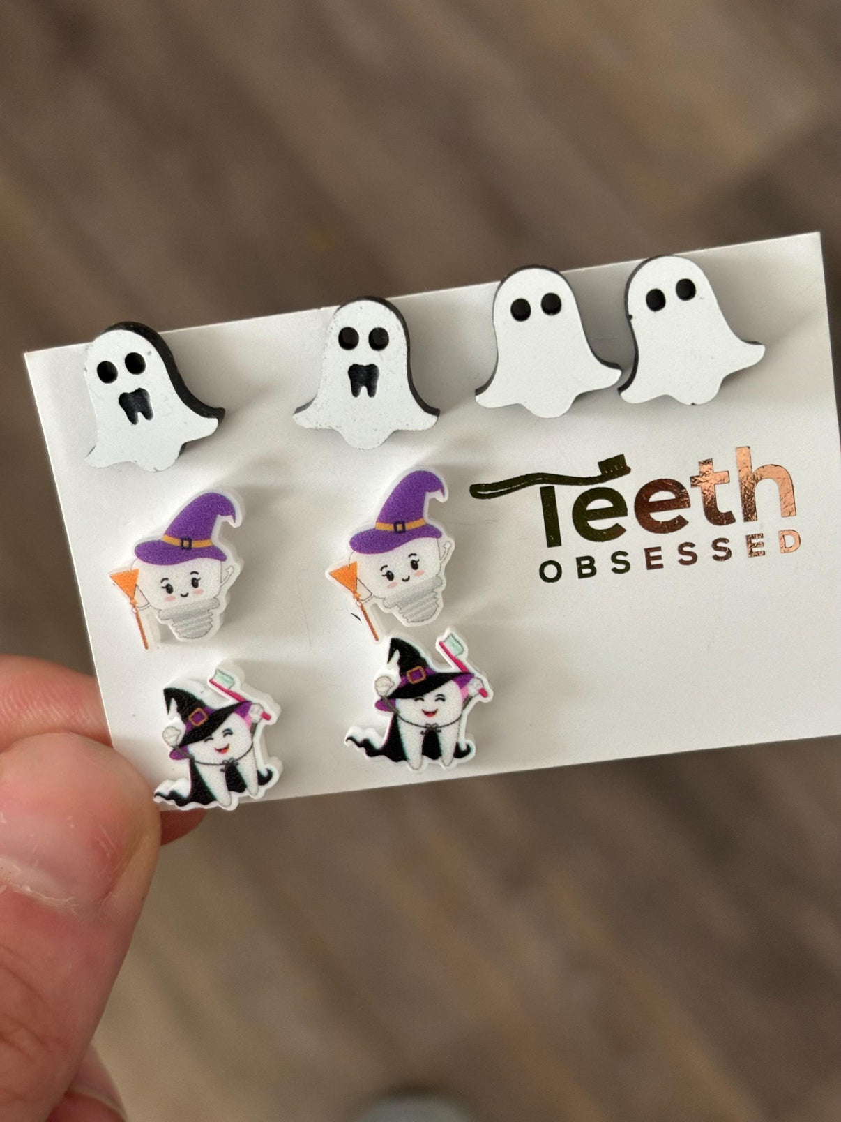 Dental Halloween Earrings, Tooth Earrings, Dental Pumpkin, Pumpkin Teeth, Mummy Tooth Earrings, Dental Witch
