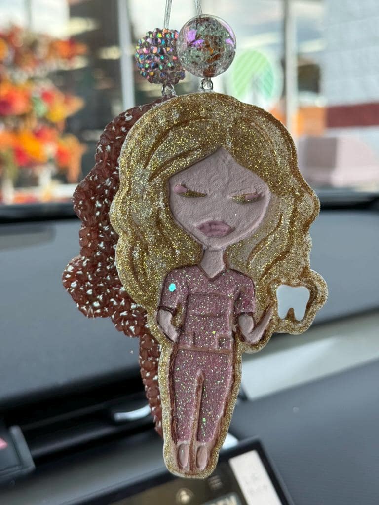 Pink and Gold Dental Team Member Dental Car Freshener