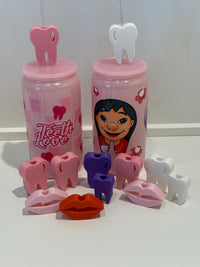 Valentine’s Day Dental Mug and Heart Glass Set | Tooth & Smile Straw Toppers | Dental Gift | Hygienist Assistant Gift | Love Teeth