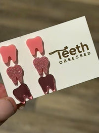 Pink Glitter Tooth Earrings