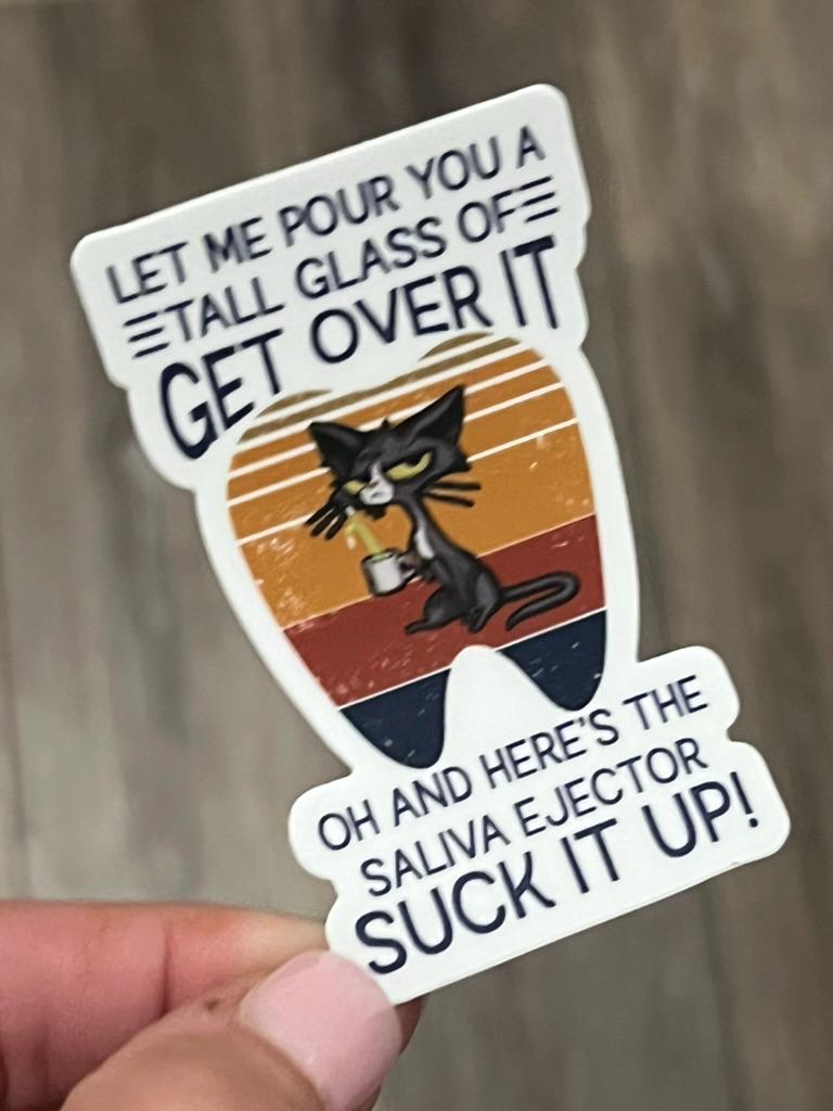 Get Over It Dental Stickers: Gariffe, Cat and Rooster
