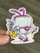 Mrs Flossy Easter Tooth Sticker | Bubblegum Bunny Sticker | Cute Dental Sticker | Dental Assistant Gift | Teeth Obsessed