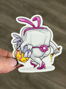 Mrs Flossy Easter Tooth Sticker | Bubblegum Bunny Sticker | Cute Dental Sticker | Dental Assistant Gift | Teeth Obsessed
