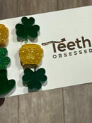 St Patricks Day Dental Earrings, Teeth Earrings, Tooth Earrings, Glitter Tooth Earrings, Dental Hygiene Gift Dental Assistant