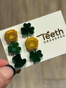 St Patricks Day Dental Earrings, Teeth Earrings, Tooth Earrings, Glitter Tooth Earrings, Dental Hygiene Gift Dental Assistant