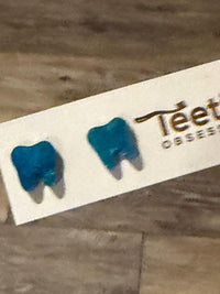 Turquoise Tooth Earrings, Dental Earrings, Teeth Studs, Dental Gift, Dental Grad