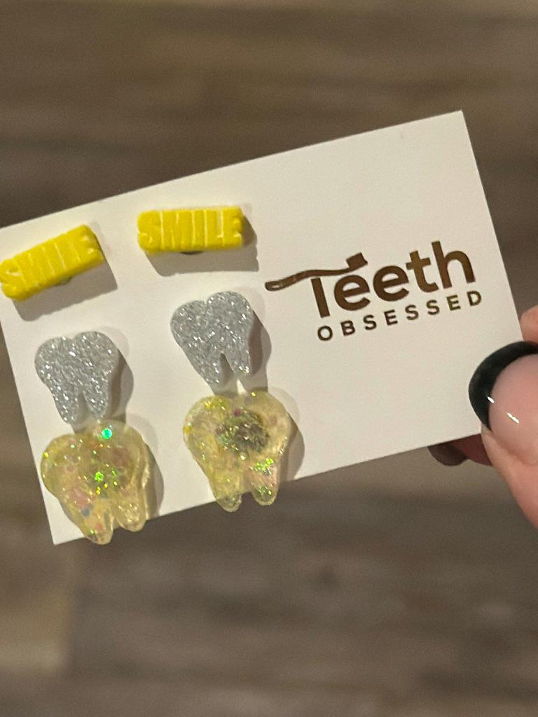 Gold Over Sterling Silver Molar Earrings, Dental Professional Gift, Tooth Studs