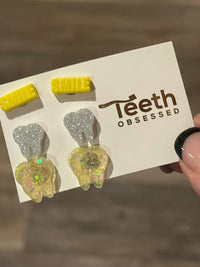 Gold Over Sterling Silver Molar Earrings, Dental Professional Gift, Tooth Studs