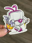 Mrs Flossy Easter Tooth Sticker | Bubblegum Bunny Sticker | Cute Dental Sticker | Dental Assistant Gift | Teeth Obsessed