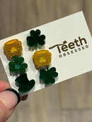 St Patricks Day Dental Earrings, Teeth Earrings, Tooth Earrings, Glitter Tooth Earrings, Dental Hygiene Gift Dental Assistant