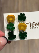 St Patricks Day Dental Earrings, Teeth Earrings, Tooth Earrings, Glitter Tooth Earrings, Dental Hygiene Gift Dental Assistant