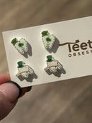 St Patricks Day Dental Earrings, Teeth Earrings, Tooth Earrings, Glitter Tooth Earrings, Dental Hygiene Gift Dental Assistant
