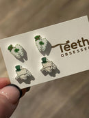 St Patricks Day Dental Earrings, Teeth Earrings, Tooth Earrings, Glitter Tooth Earrings, Dental Hygiene Gift Dental Assistant