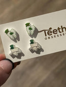 St Patricks Day Dental Earrings, Teeth Earrings, Tooth Earrings, Glitter Tooth Earrings, Dental Hygiene Gift Dental Assistant