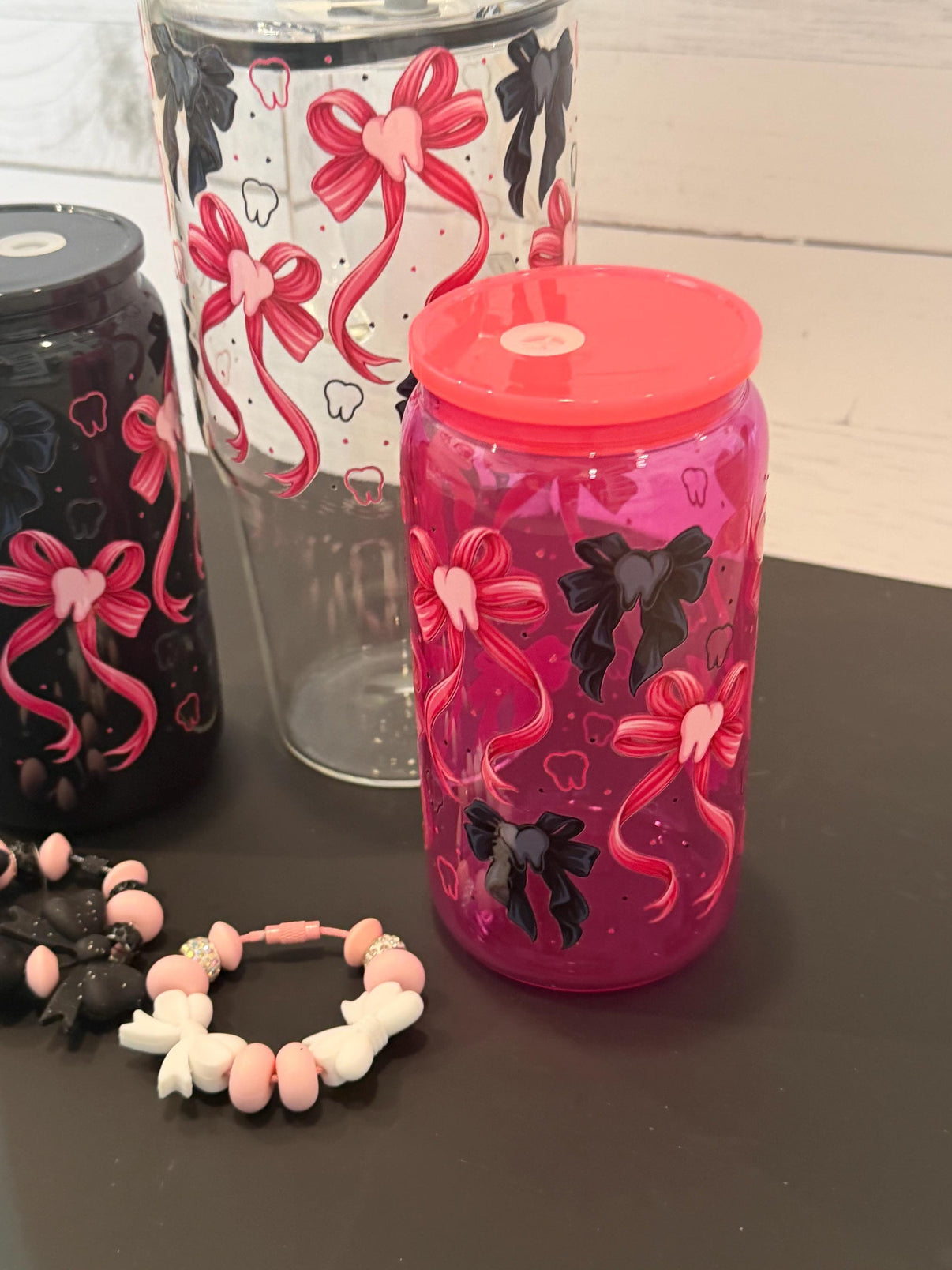 Dental Bow Drinkware | Tooth Cup | Dental Assistant Gift | Hygienist Tumbler | Dentist Mug | Tooth Glass Can | Dental Team Gifts | Teeth Cup