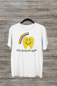 Dental Shirt, Bring the Shine, Smiling Tooth Rainbow Tee, Dental Assistant, Hygienist, Office Manager