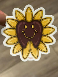 Sunflower dental stickers from Teeth Obsessed featuring bright sunflower designs on fun teeth stickers for kids' dental fun.