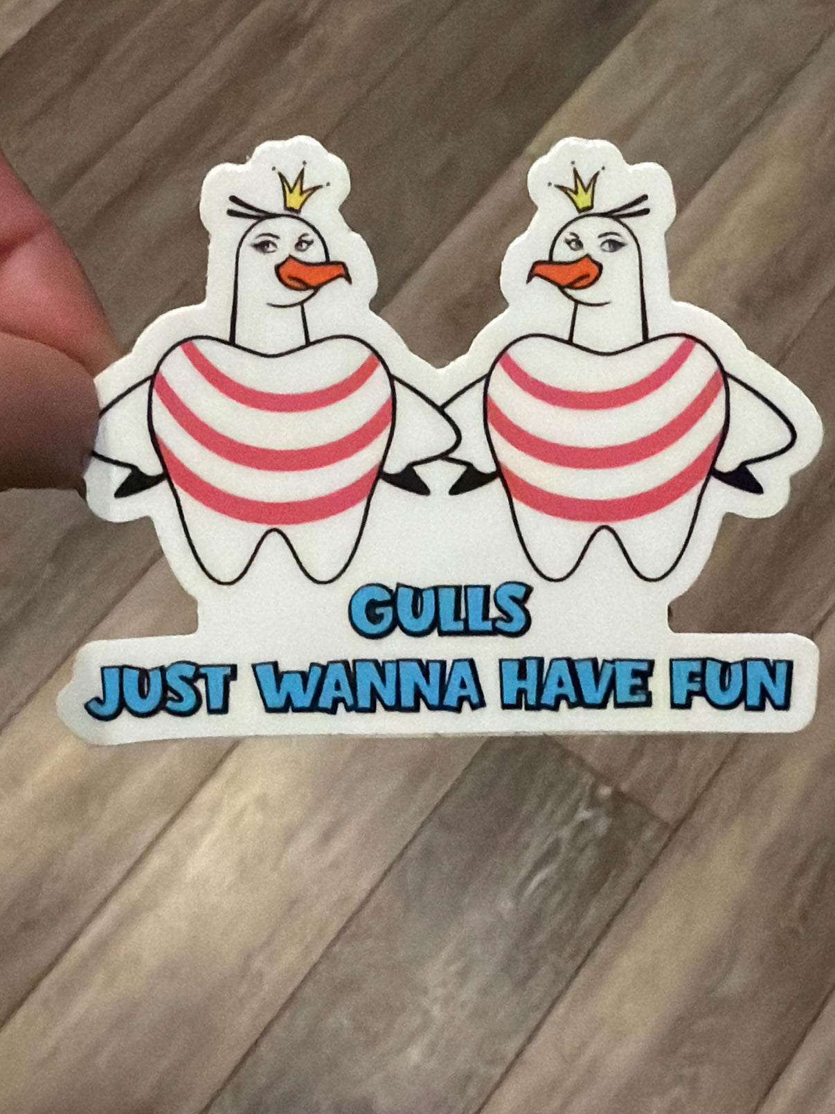 SeaGulls Just Want to Have Fun dental stickers by Teeth Obsessed, colorful bird-themed sticker designs on a white background.