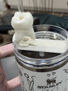 Teeth Obsessed molar tooth straw topper for cups and tumblers, featuring a realistic molar tooth design on a clear plastic topper.