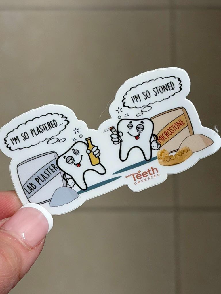 Dental Stickers | Lab Plaster, Microstone Tooth Humor (Vinyl)