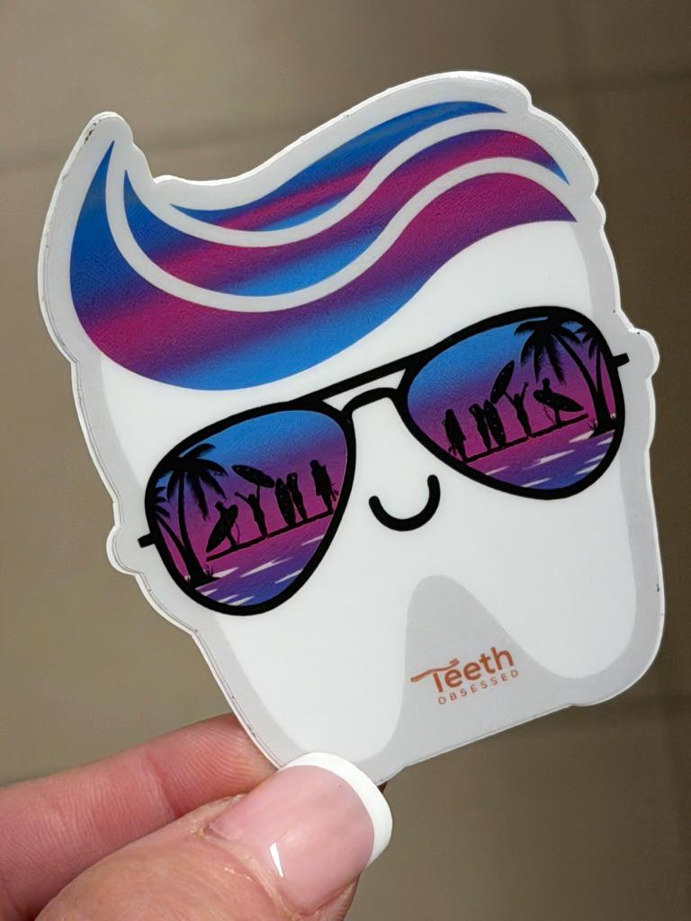 Dental Tooth Sticker | Tropical Sunset Sunglasses | Vinyl Decal
