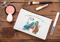 Me Waiting on a Hygiene Check Cosmetic Bag | Funny Dental Hygienist Gift | Dental Assistant Makeup Bag | Dentist Office Humor