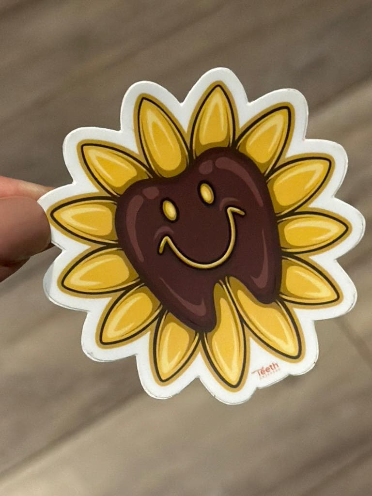 Sunflower Dental Stickers | Teeth Stickers, Dental Sticker, Hygienist Gift, Dental Assistant, Flower Tooth Sticker