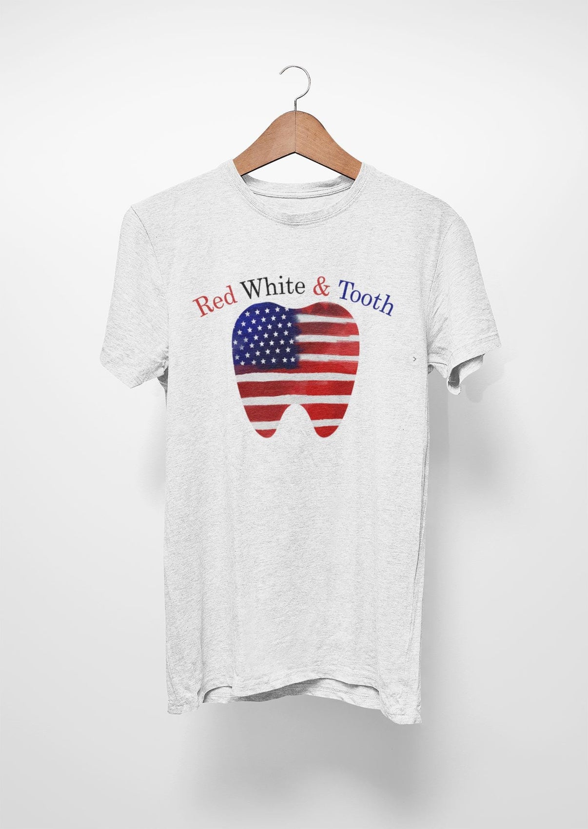 Flag Tooth Shirt, Red White and Tooth Dental Humor Tee