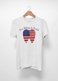 Flag Tooth Shirt, Red White and Tooth Dental Humor Tee