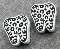 Leopard Dental Earrings, Cheetah Teeth Earrings, Tooth Earrings, Glitter Tooth Earrings, Dental Hygiene Gift Dental Assistant