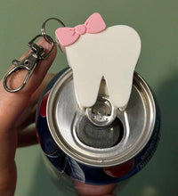 Cute Tooth Can Opener Keychain with Bow, Dental Assistant Gift, Dental Hygienist Keychain, Dentist Gift, Dental Office Accessory