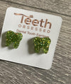 Green Dental Tooth Earrings