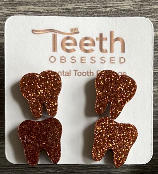 Orange Tooth Earrings | Dental Earrings | Molar Earrings | Dental Assistant Gift | Hygienist Gift | Dentist Jewelry