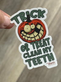 Dental Halloween Trick or Treat, Spooky Dentist, Tooth Sticker, Dental Monster, Dental Hygienist Sticker, Dentist Gift, Halloween Dental
