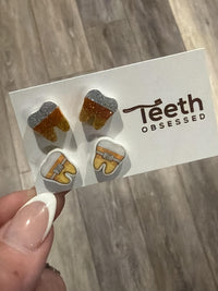 Halloween Candy Corn Teeth, Dental Earrings | Dental Halloween Earrings | Spooky Tooth Earrings | Dentist Hygienist Dental Assistant Gift