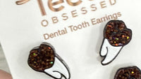 Orange Glitter Tooth Earrings, Dental Studs, Dental Gift, Molar Teeth, Molar Earrings, Dental Assistant, Dental Hygiene