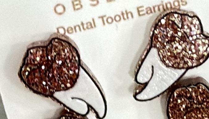 Orange Glitter Tooth Earrings, Dental Studs, Dental Gift, Molar Teeth, Molar Earrings, Dental Assistant, Dental Hygiene