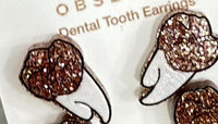 Orange Glitter Tooth Earrings, Dental Studs, Dental Gift, Molar Teeth, Molar Earrings, Dental Assistant, Dental Hygiene