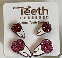 Orange Glitter Tooth Earrings, Dental Studs, Dental Gift, Molar Teeth, Molar Earrings, Dental Assistant, Dental Hygiene