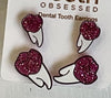 Orange Glitter Tooth Earrings, Dental Studs, Dental Gift, Molar Teeth, Molar Earrings, Dental Assistant, Dental Hygiene
