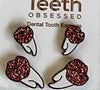 Orange Glitter Tooth Earrings, Dental Studs, Dental Gift, Molar Teeth, Molar Earrings, Dental Assistant, Dental Hygiene