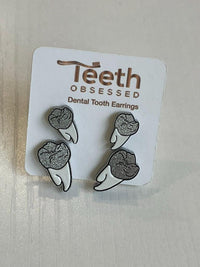 Orange Glitter Tooth Earrings, Dental Studs, Dental Gift, Molar Teeth, Molar Earrings, Dental Assistant, Dental Hygiene