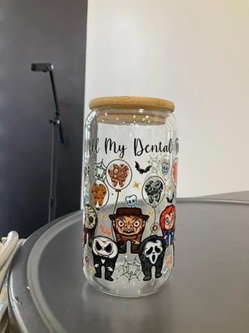 Dental Villain Libbey Glass | Horror Dental Glass Cup | Spooky Dental Gift | Dental Assistant Hygienist Gift | Halloween Dental Cup