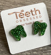 Green Dental Tooth Earrings