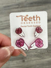 Pink Glitter Tooth Earrings, Dental Studs, Dental Gift, Pink Tooth, Molar Earrings, Dental Assistant, Dental Hygiene