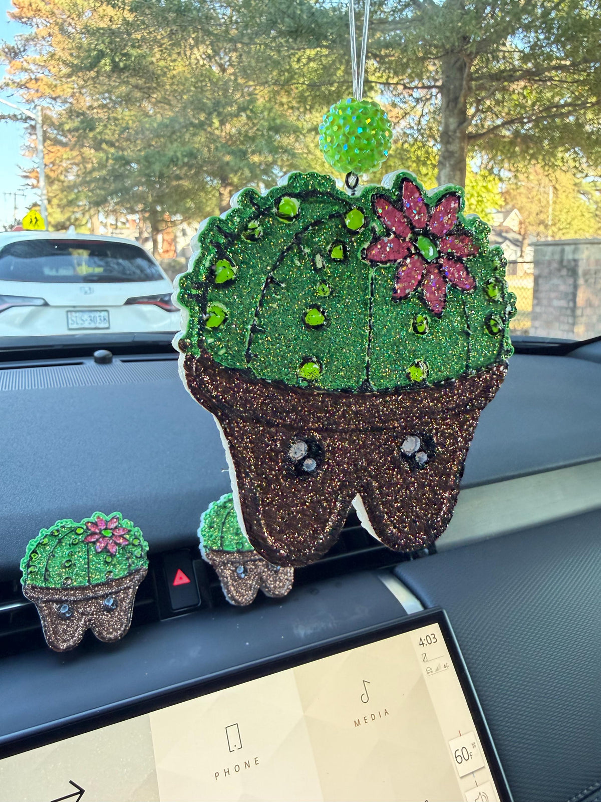 Sparkly Tooth Car Freshener, Succulent Air Freshener, Dental Gift, Custom Scent, Glitter Finish