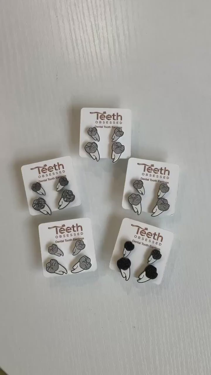 Orange Glitter Tooth Earrings