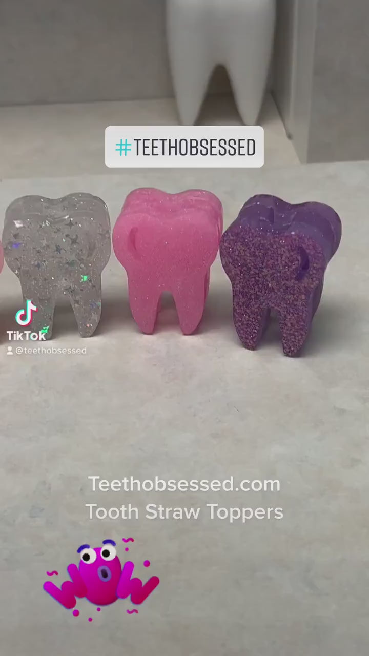 Dental Tooth Straw Toppers | Teeth Straw Charms | Dental Cup | Hygienist Gift | Dental Gift