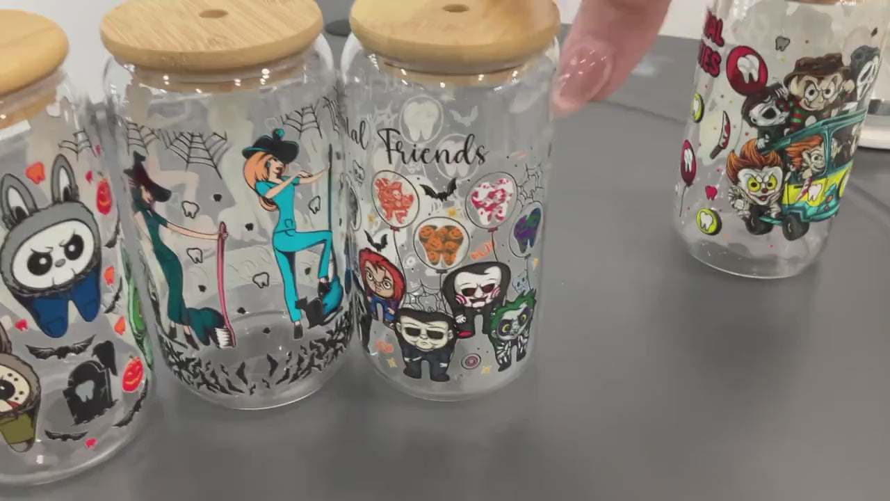 Dental Villain Libbey Glass | Horror Dental Glass Cup | Spooky Dental Gift | Dental Assistant Hygienist Gift | Halloween Dental Cup