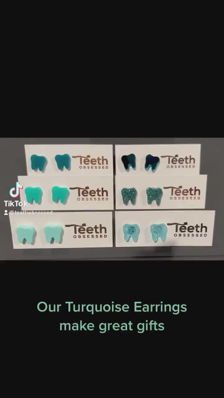 Tooth Stud Earrings: Glitter Dental Hygienist Gift
